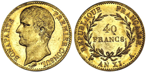 40 Francs or An XI Bonaparte Premier Consul